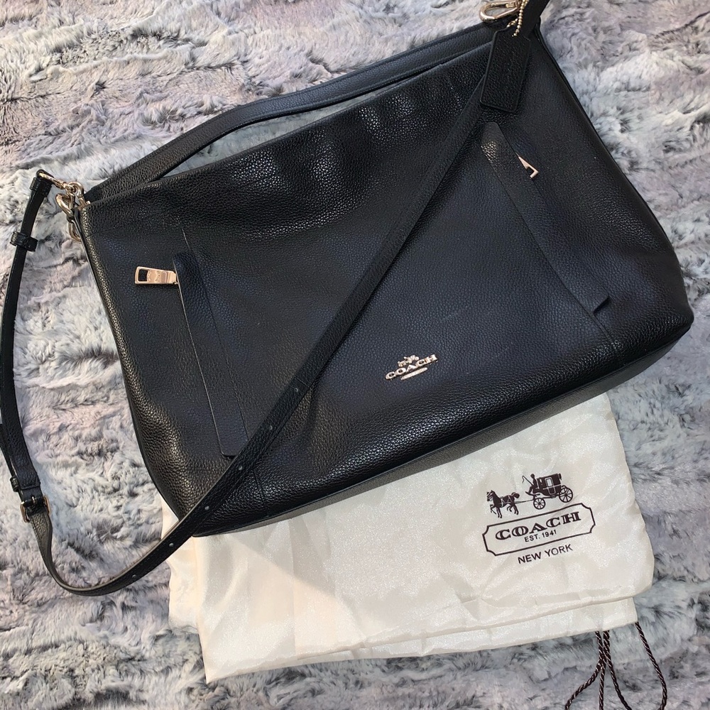 Coach Black Pebble Leather Hobo Shoulder Bagw/bag